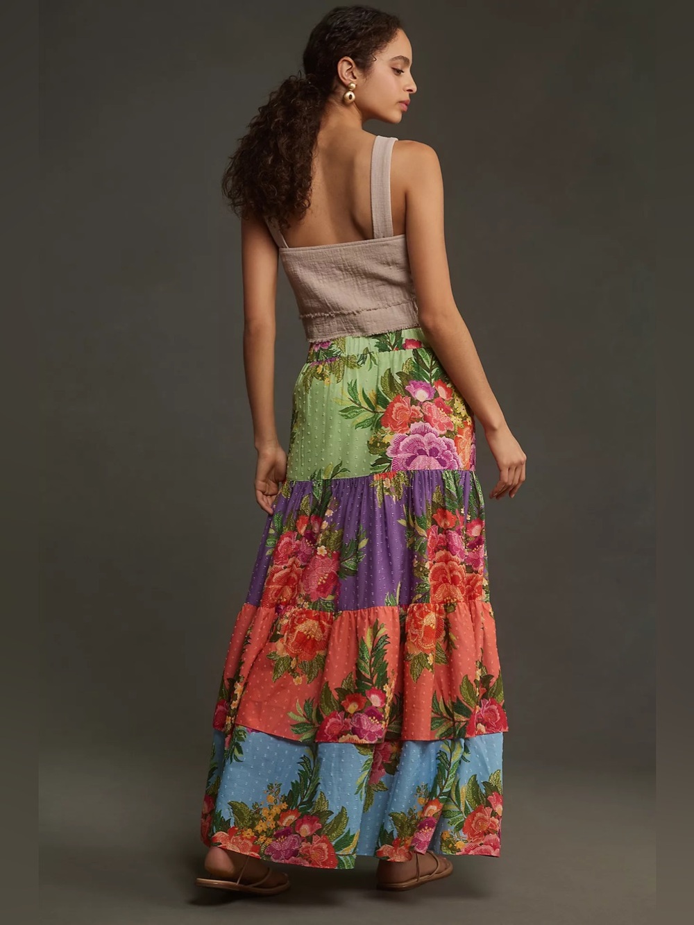 Farm Rio x Anthropologie Tiered Floral Maxi Skirt size Medium 57129 - Picture 2 of 13